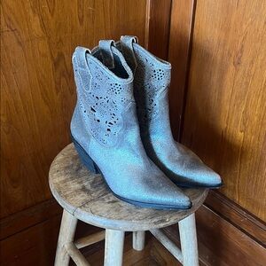 Donald J. Pliner Metallic Silver Ankle Boots